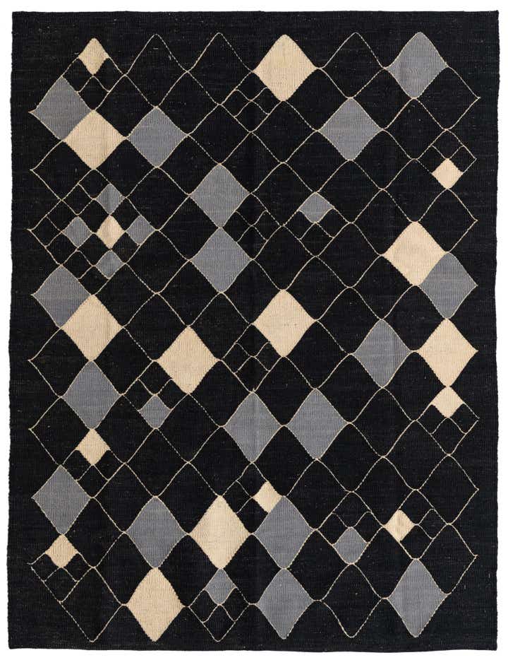 5' 1 x 6' 7 Hand Woven Kilim Modern Wool Rug