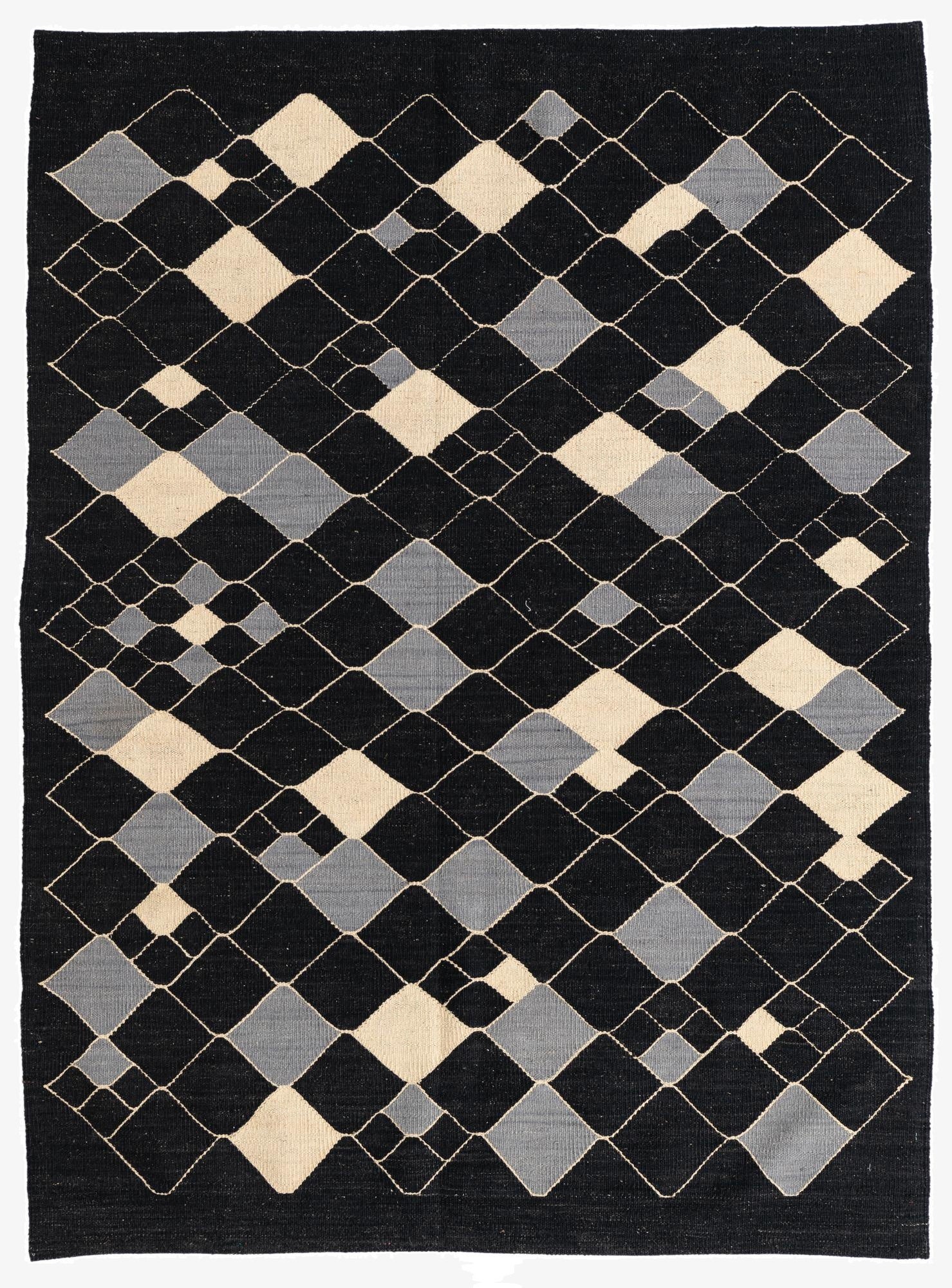 4' 10 x 6' 7  Hand Woven Kilim Modern Wool Rug