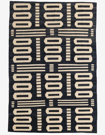6' 6 x 9' 8 Hand Woven Kilim Modern Wool Rug
