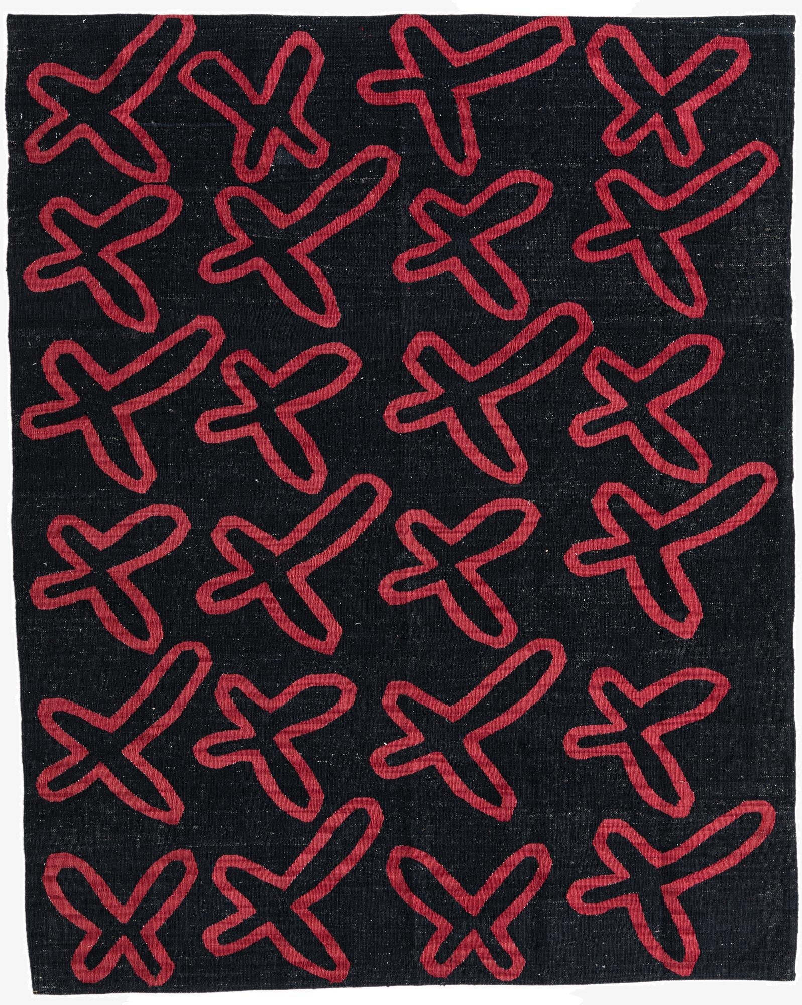 5' 2 x 6' 5  Hand Woven Kilim Modern Wool Rug