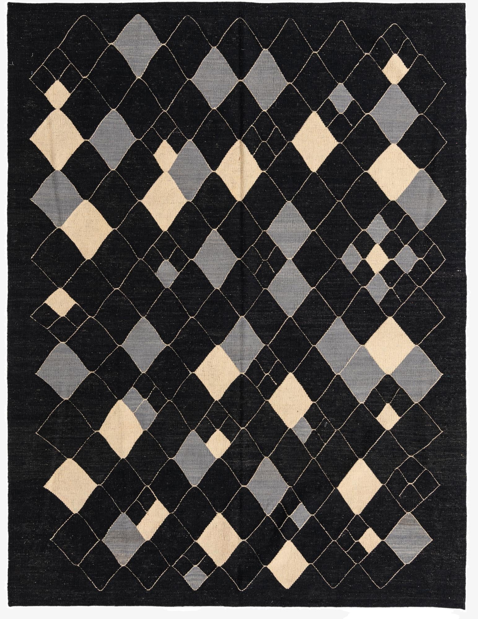 6' 1 x 7' 9  Hand Woven Kilim Modern Wool Rug