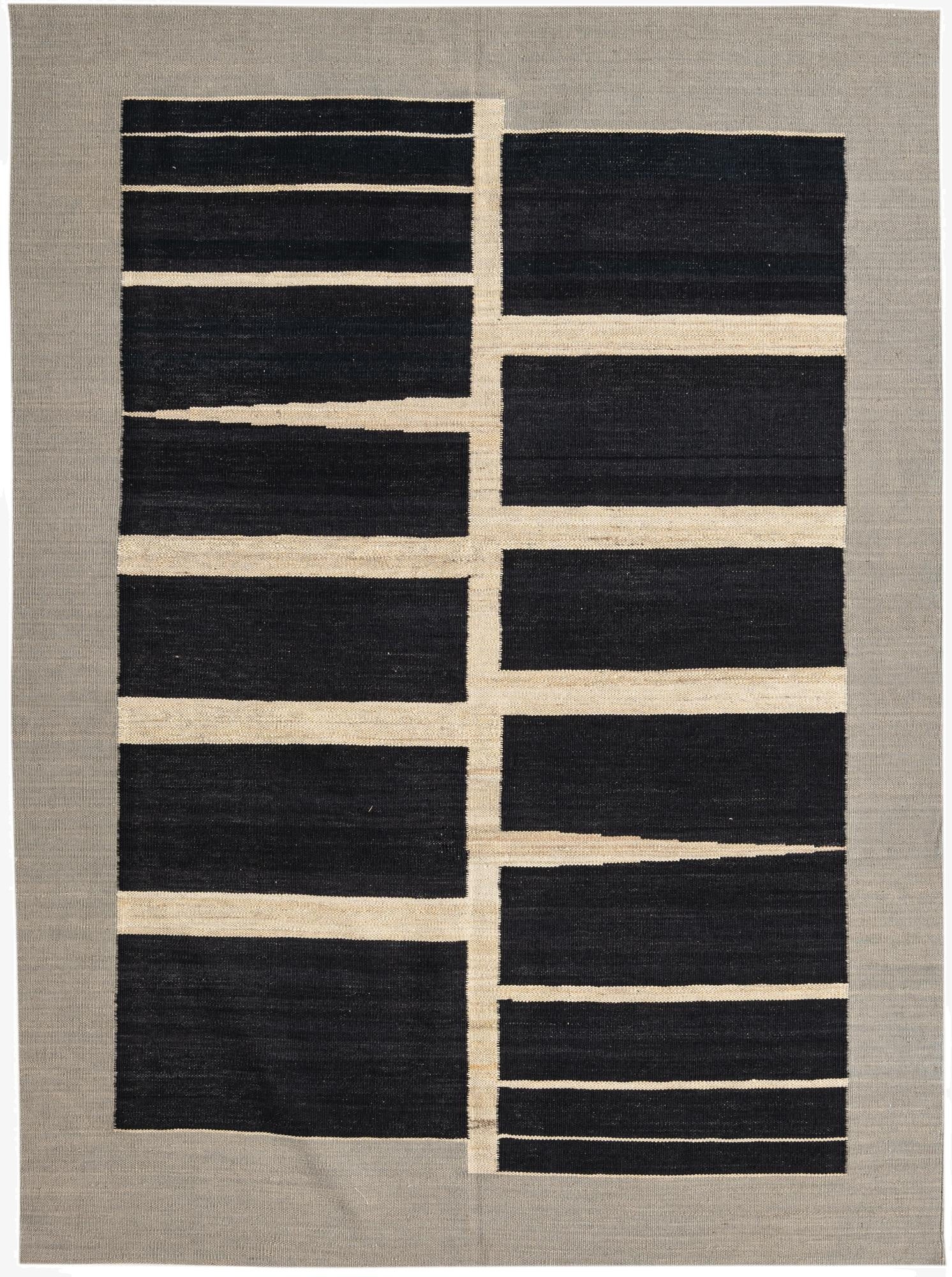 4' 10 x 6' 6  Hand Woven Kilim Modern Wool Rug