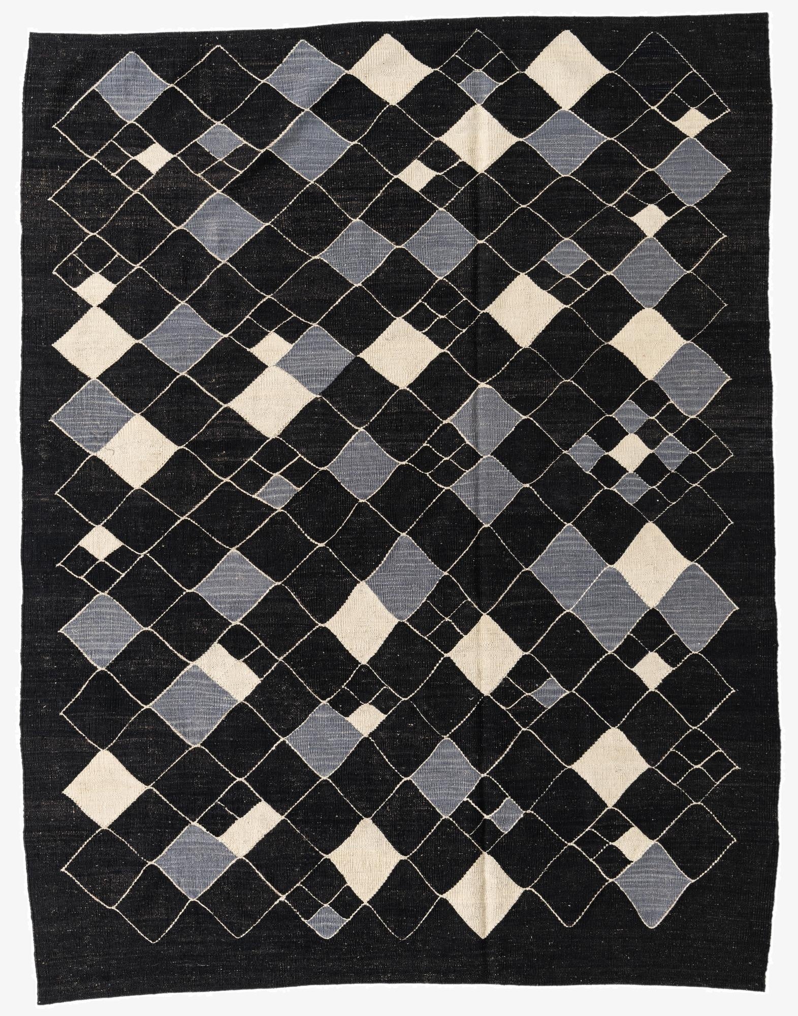 6' 1 x 7' 9  Hand Woven Kilim Modern Wool Rug