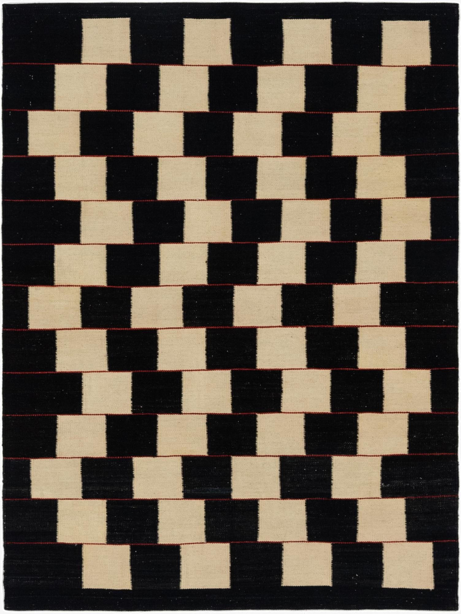 4' 4 x 6'  Hand Woven Kilim Modern Wool Rug