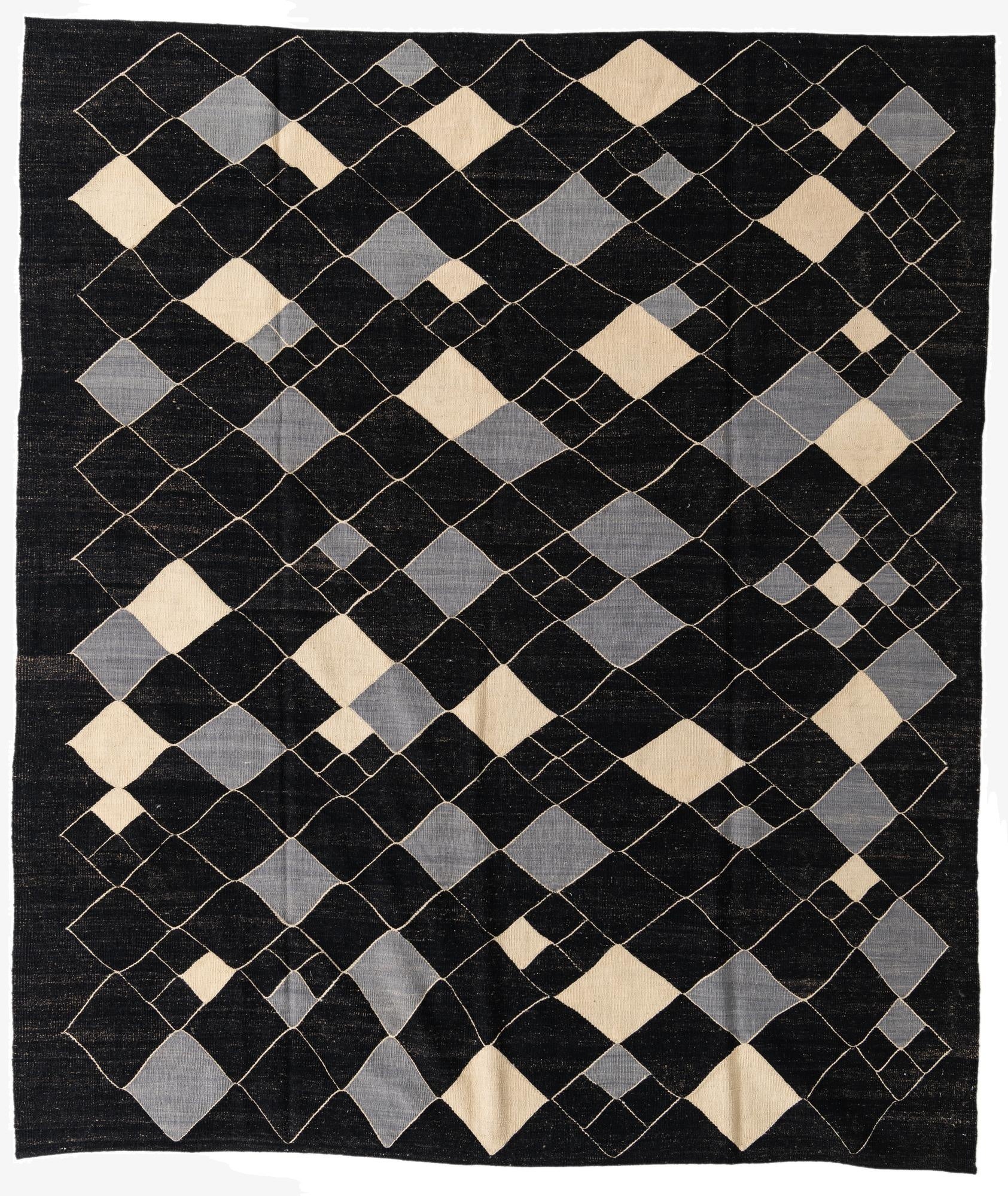 8' 1 x 9' 4  Hand Woven Kilim Modern Wool Rug