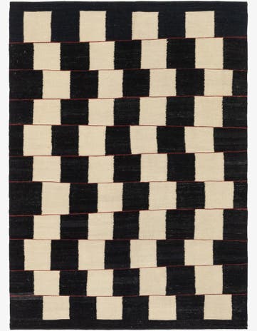 4' 4 x 6' Hand Woven Kilim Modern Wool Rug