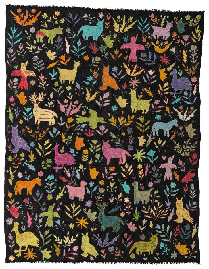 Detail image of 6' 6 x 9' 3 Hand Woven Kilim Suzani Wool Rug
