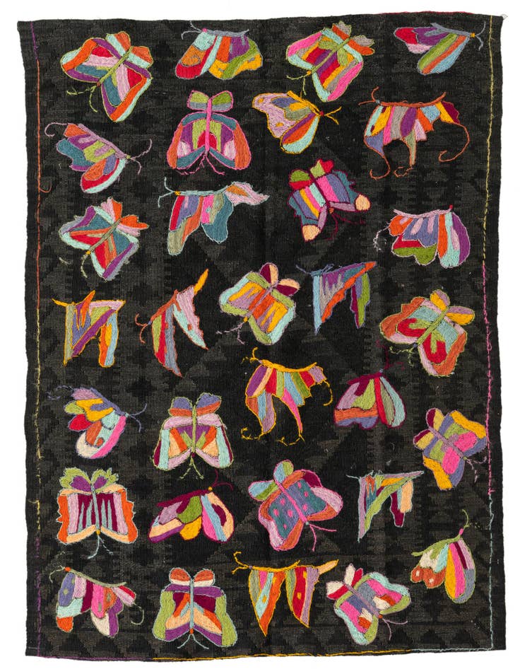 Detail image of 4' x 5' 3 Hand Woven Kilim Suzani Wool Rug