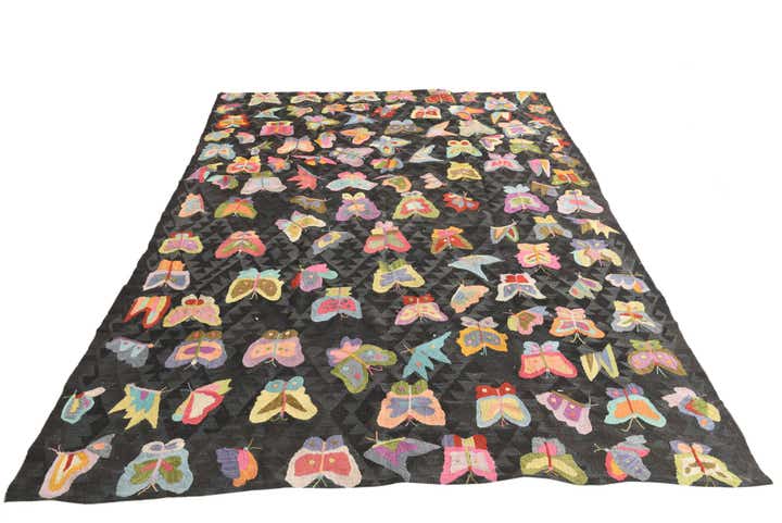 6' 9 x 9' Hand Woven Kilim Suzani Wool Rug