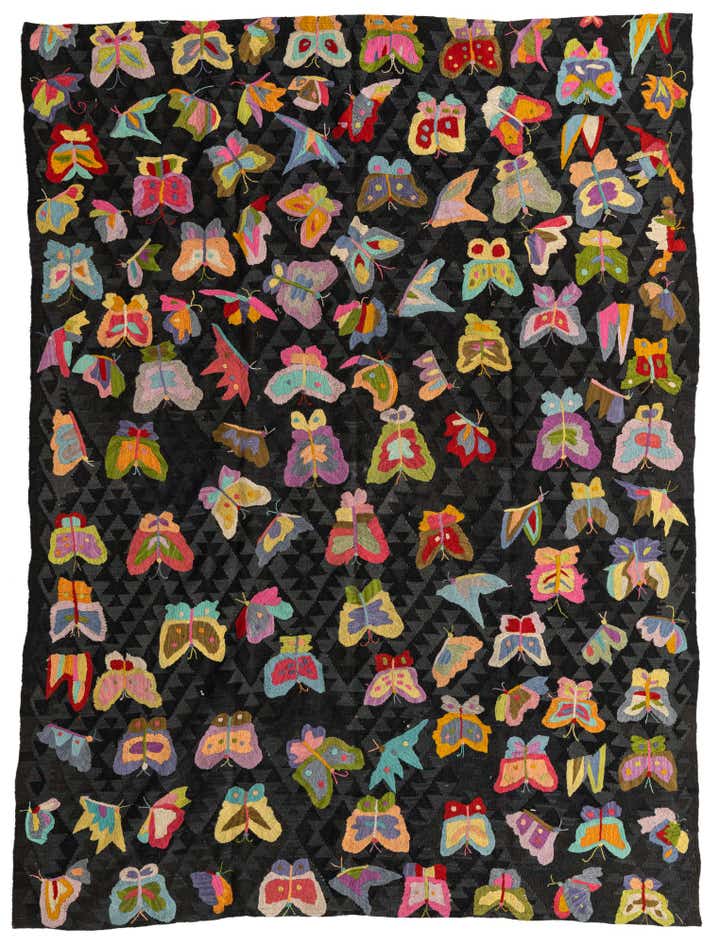 6' 9 x 9' Hand Woven Kilim Suzani Wool Rug