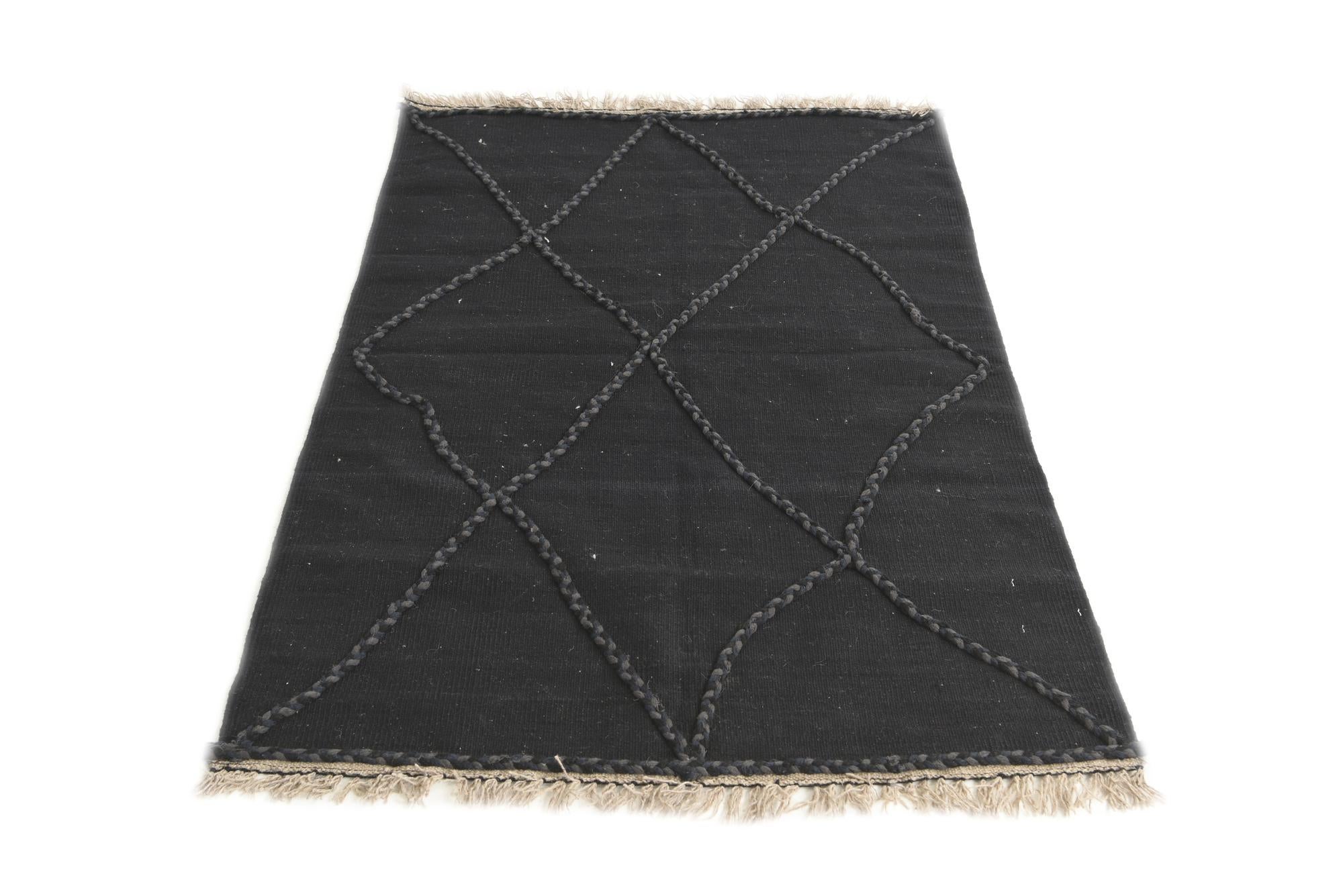 3' 5 x 5' 3 Hand Woven Kilim Suzani Wool Rug