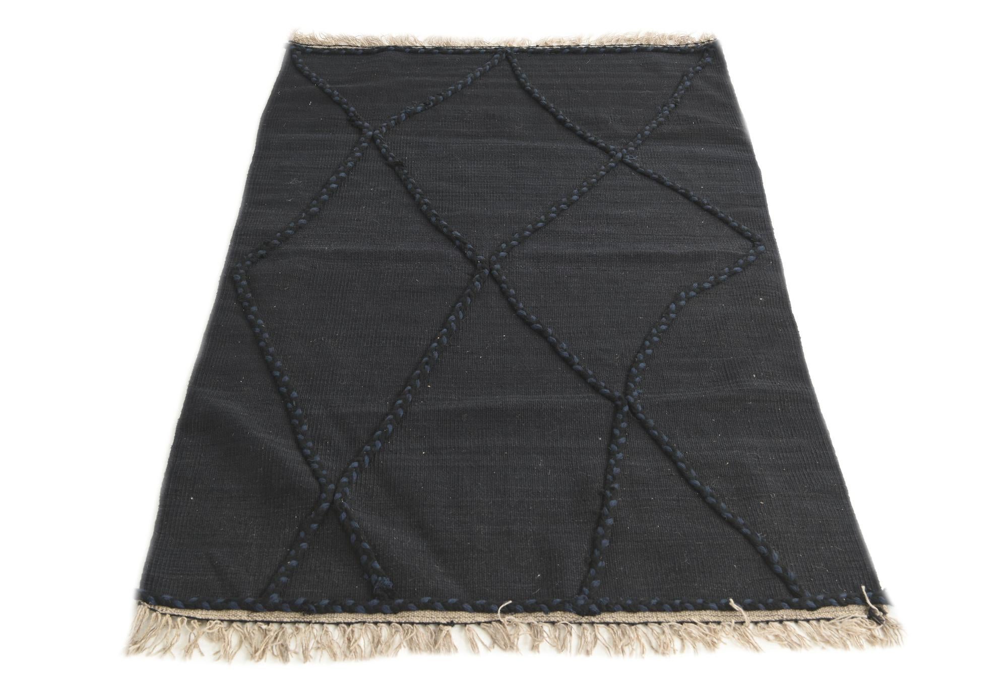 3' 5 x 5' 4 Hand Woven Kilim Suzani Wool Rug