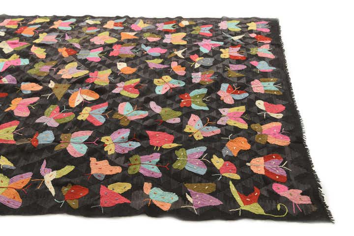 6' 4 x 9' 4 Hand Woven Kilim Suzani Wool Rug