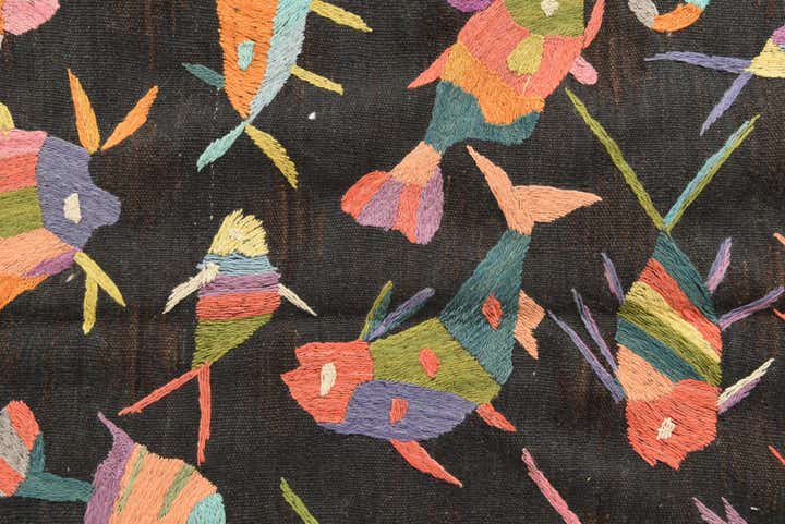 4' 6 x 6' 6 Hand Woven Kilim Suzani Wool Rug