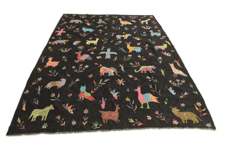 7' 2 x 9' 4 Hand Woven Kilim Suzani Wool Rug