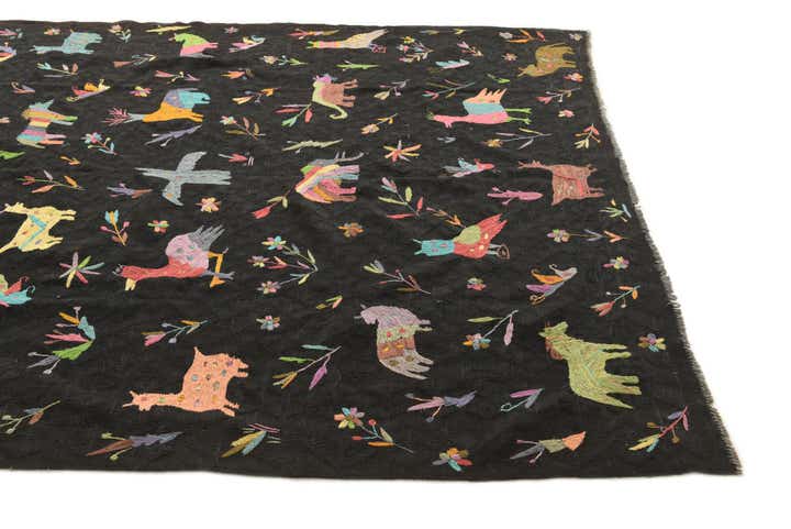 7' 2 x 9' 4 Hand Woven Kilim Suzani Wool Rug