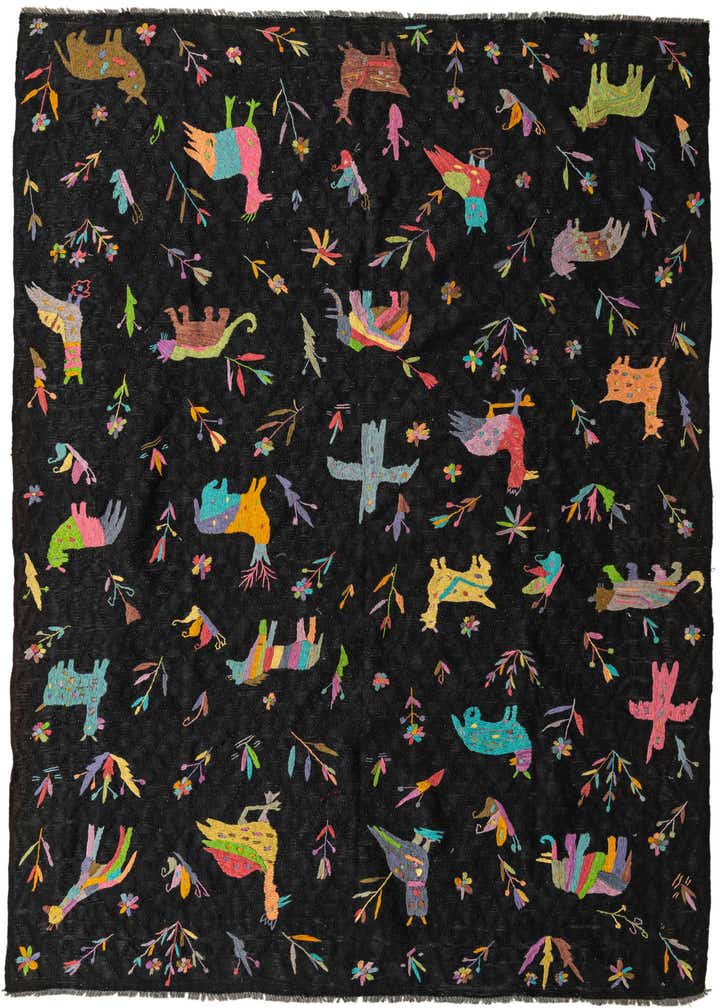 7' 2 x 9' 4 Hand Woven Kilim Suzani Wool Rug