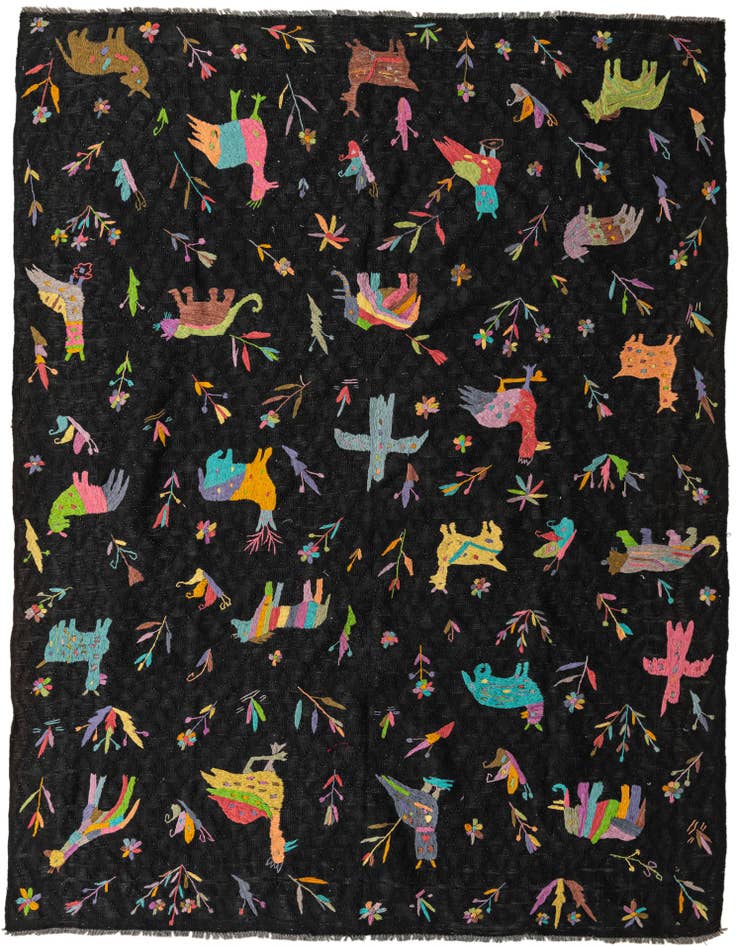 Detail image of 7' 2 x 9' 4 Hand Woven Kilim Suzani Wool Rug