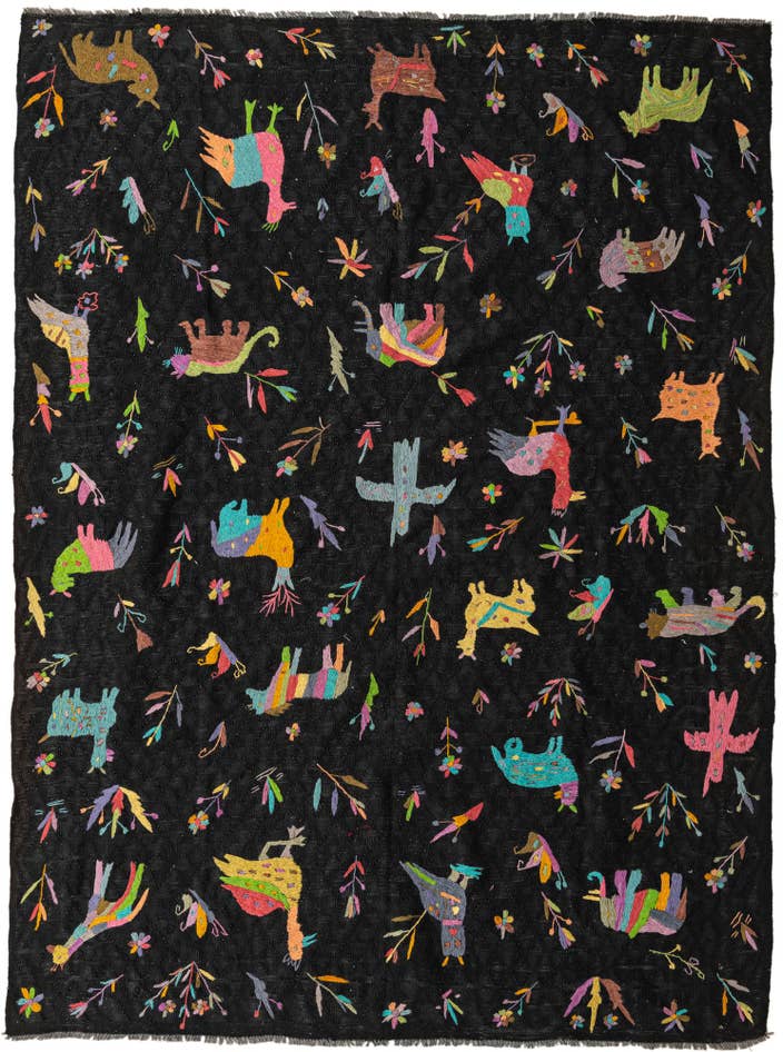 Detail image of 7' 2 x 9' 4 Hand Woven Kilim Suzani Wool Rug