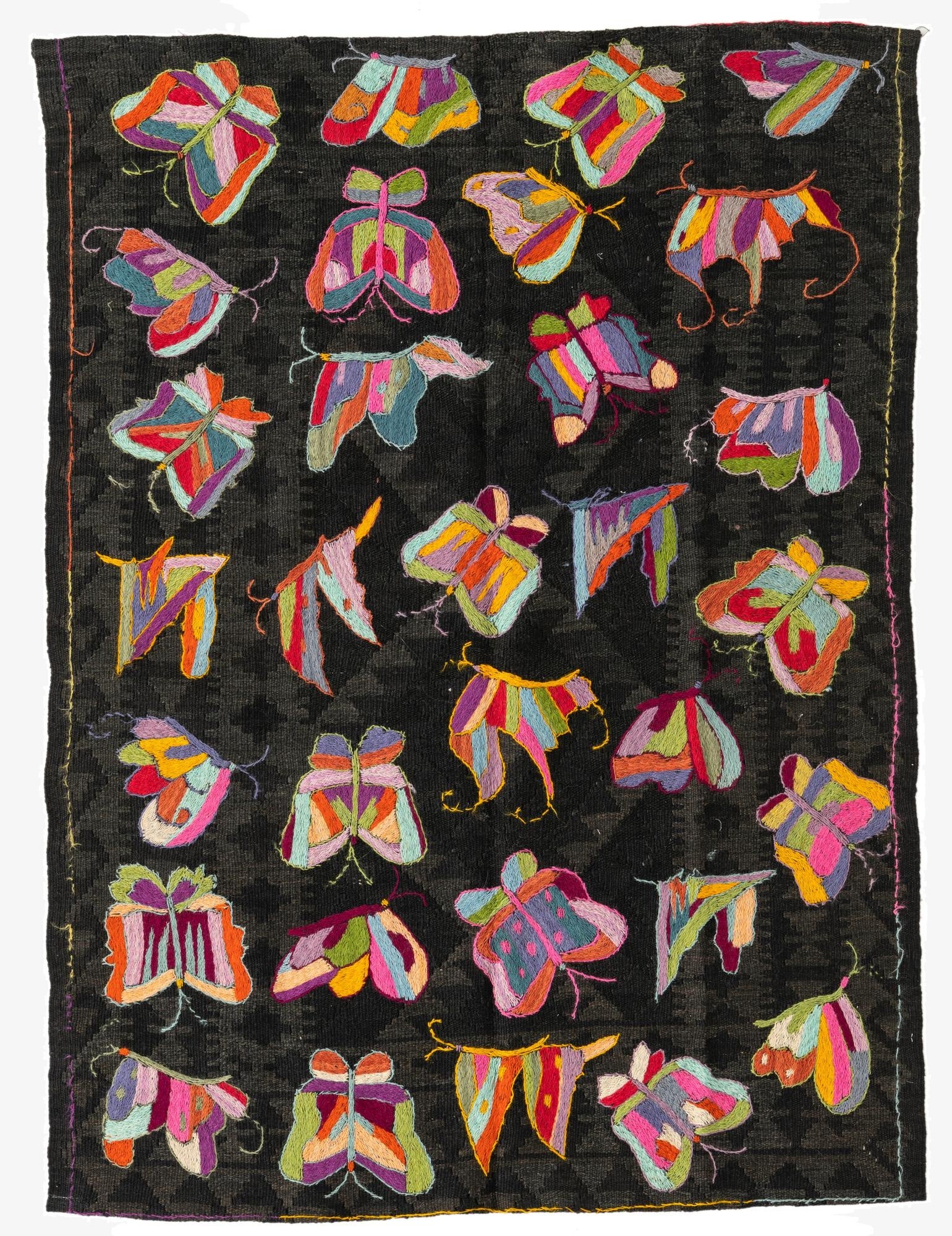 4' x 5' 3  Hand Woven Kilim Suzani Wool Rug