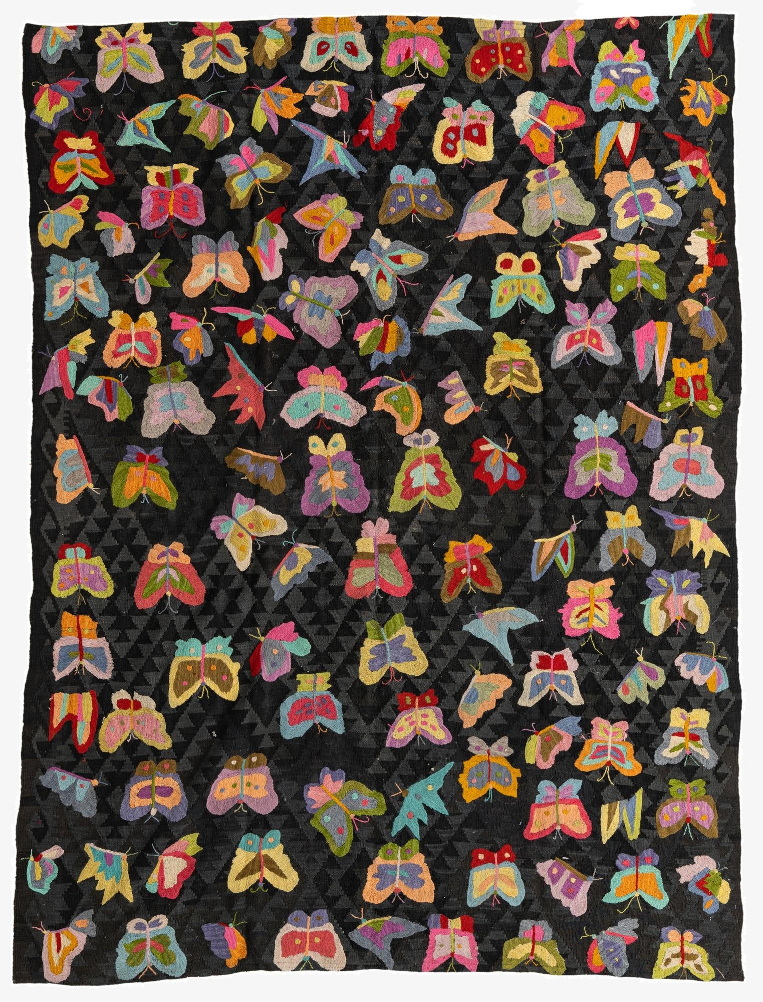 6' 9 x 9'  Hand Woven Kilim Suzani Wool Rug