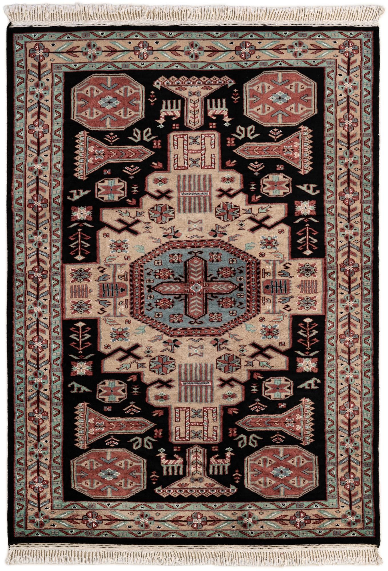 4' 4 x 6' 2  Hand Knotted Lahour Oriental Rug