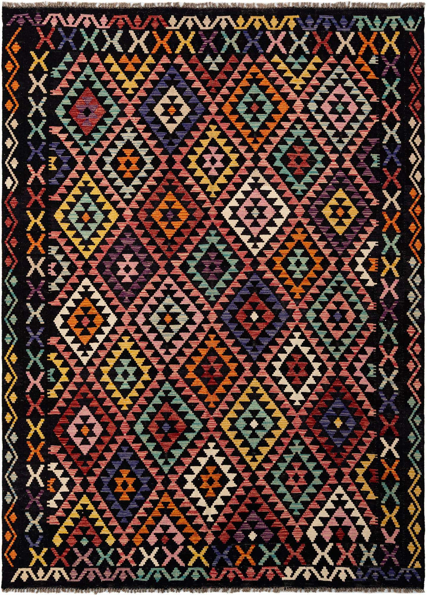 6' 10 x 9' 3 Hand Knotted Marok Kilim Rug