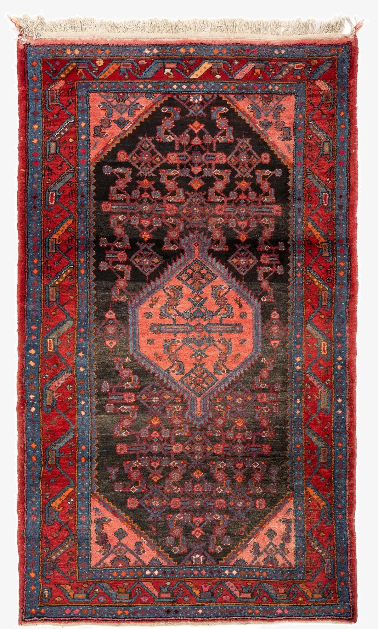 4' 2 x 7' 3  Hand Knotted Mehraban Persian Wool Rug