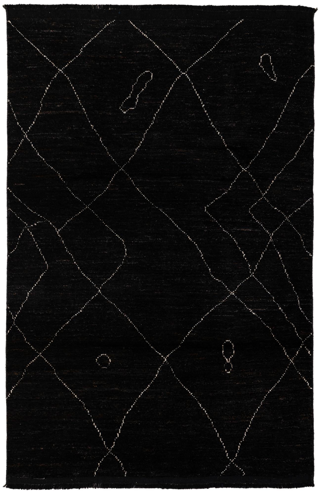 3' 10 x 6' 1 Hand Knotted Moroccan Wool Rug