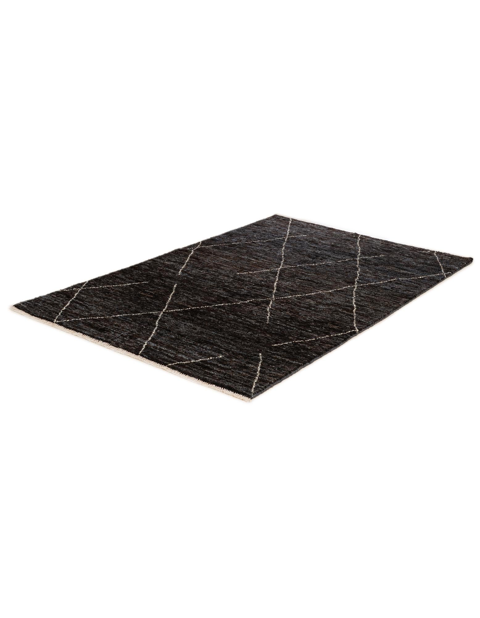 4' 6 x 6' 7 Hand Knotted Moroccan Wool Rug
