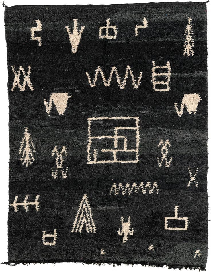 Detail image of 5' 2 x 8' 3 Hand Knotted Moroccan Wool Rug