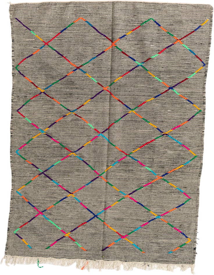 Detail image of 4' 10 x 8' Hand Knotted Moroccan Wool Rug