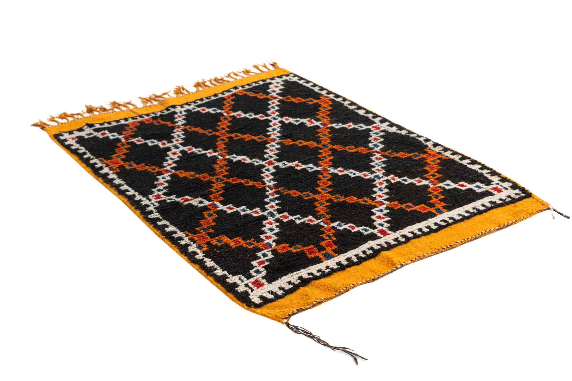 3' 5 x 4' 5 Hand Knotted Moroccan Oriental Wool Rug