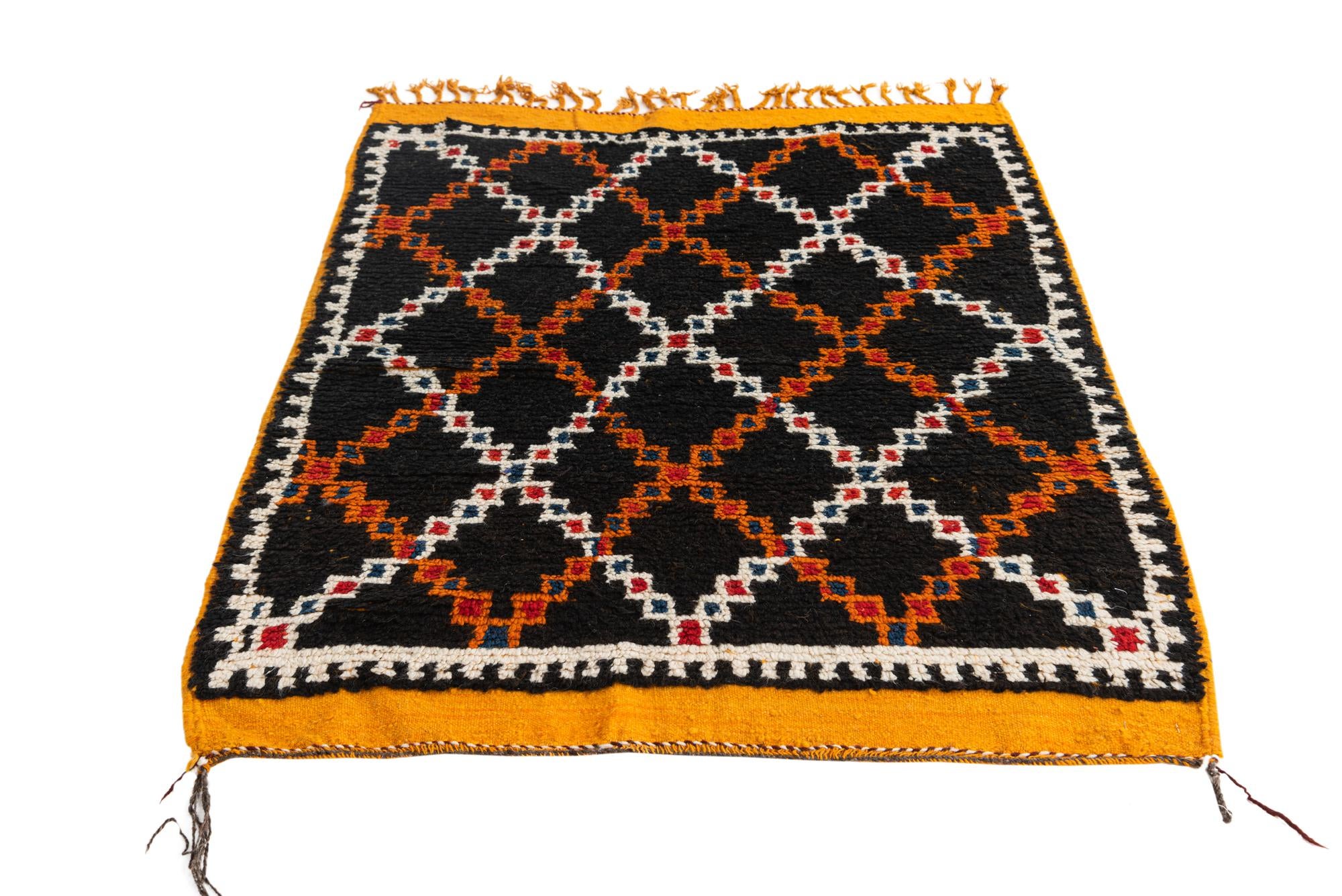 3' 5 x 4' 5 Hand Knotted Moroccan Oriental Wool Rug