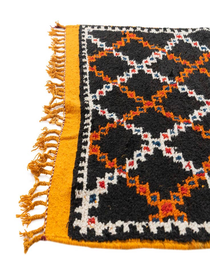 Detail image of 3' 5 x 4' 5  Hand Knotted Moroccan Oriental Wool Rug