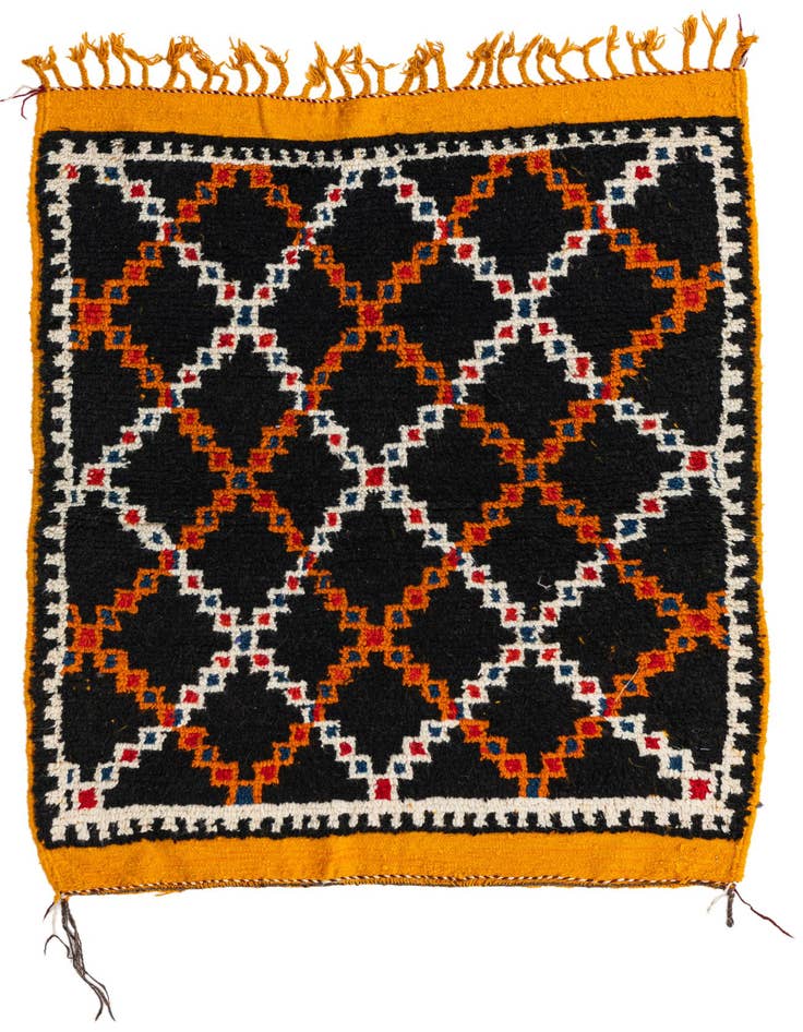 Detail image of 3' 5 x 4' 5 Hand Knotted Moroccan Oriental Wool Rug