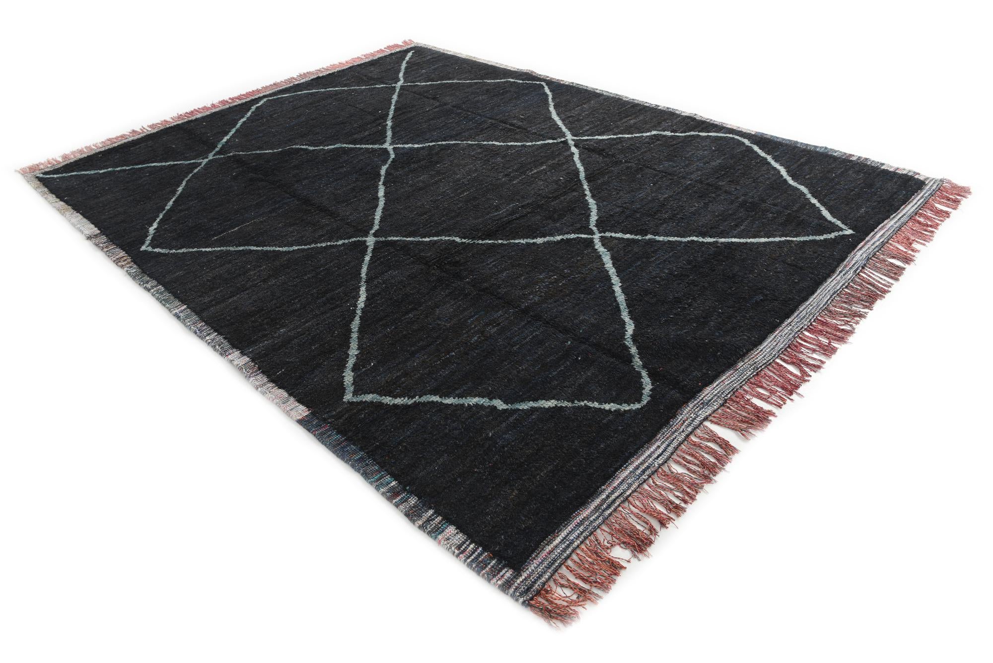 9' 2 x 12' 1 Hand Knotted Moroccan Wool Rug