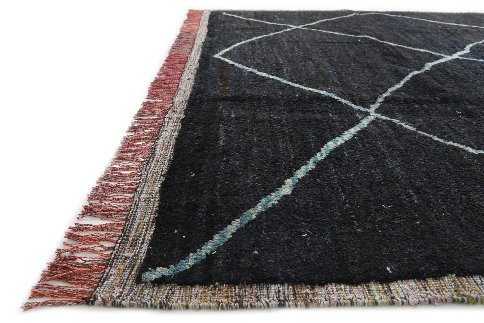 9' 2 x 12' 1 Hand Knotted Moroccan Wool Rug