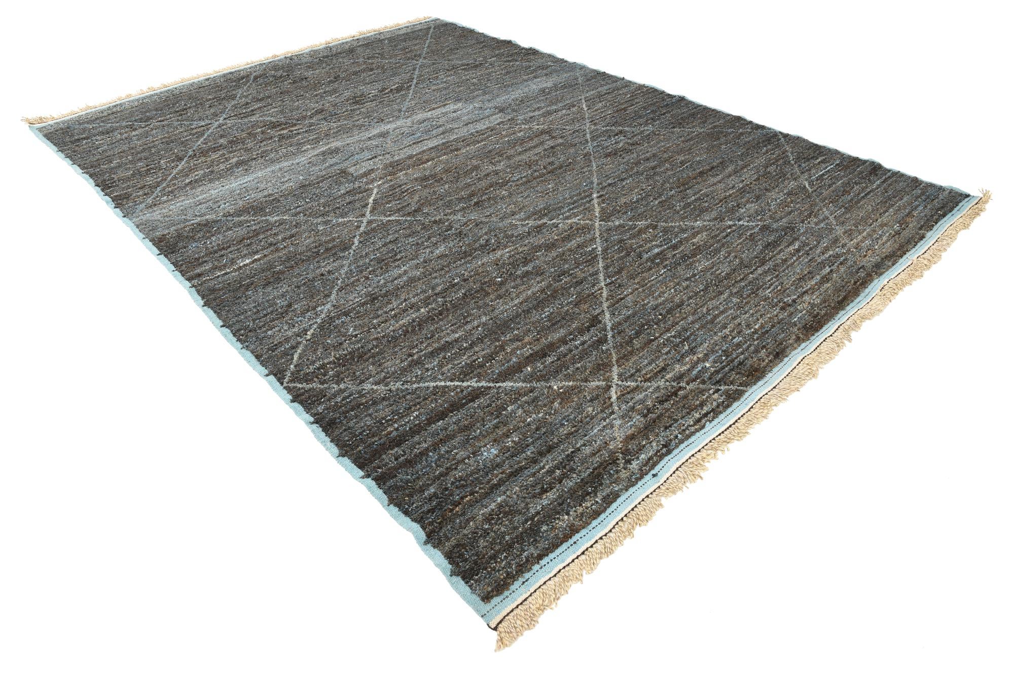 9' 2 x 12' 9 Hand Knotted Moroccan Wool Rug
