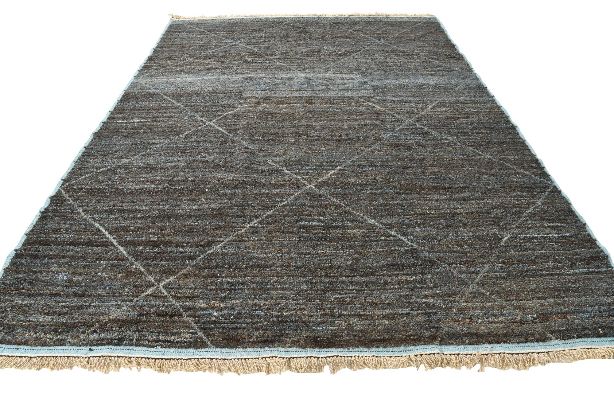 9' 2 x 12' 9 Hand Knotted Moroccan Wool Rug