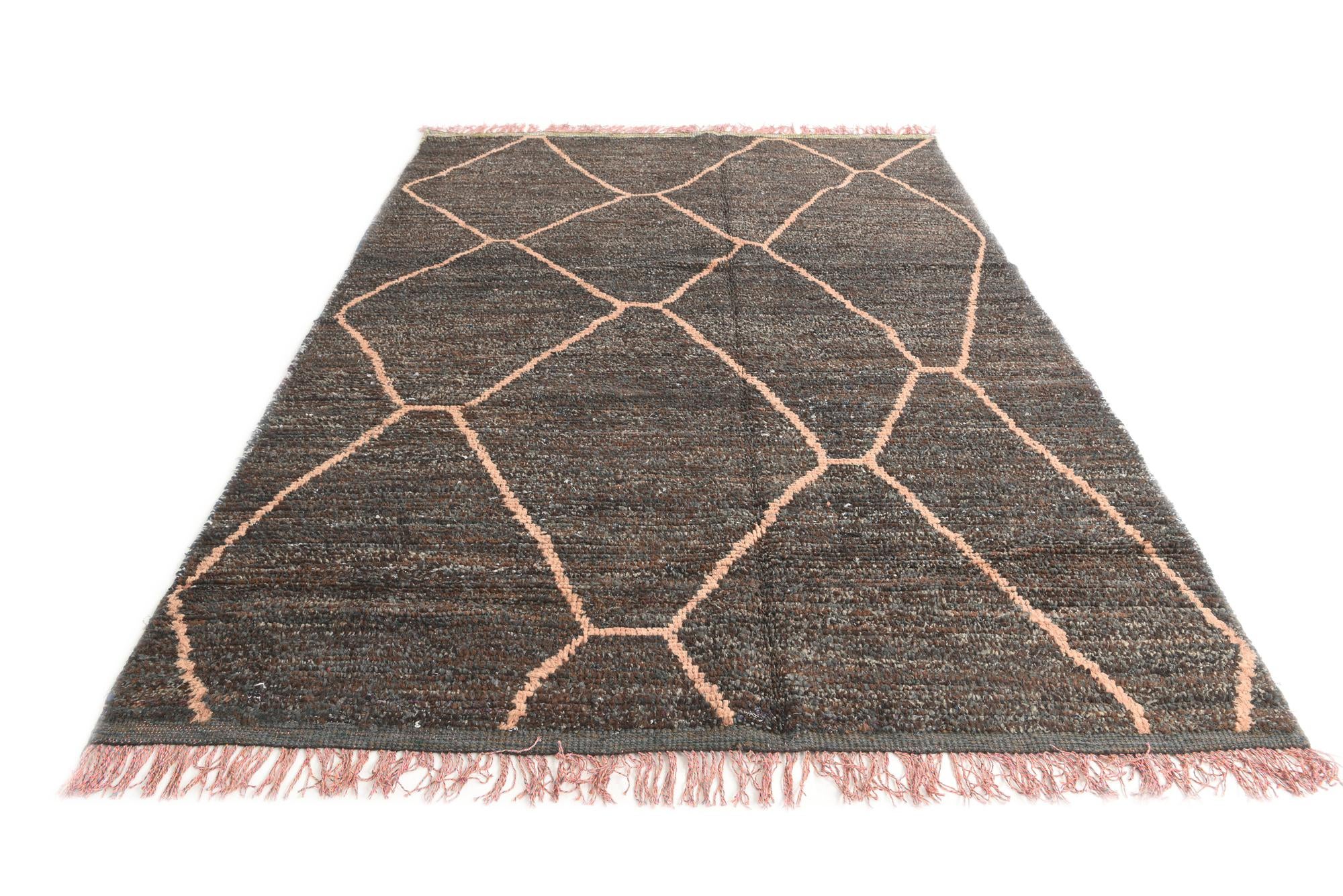 6' 4 x 9' 2 Hand Knotted Moroccan Wool Rug