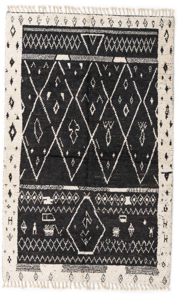 Detail image of 5' 3 x 8' 3 Hand Knotted Moroccan Wool Rug