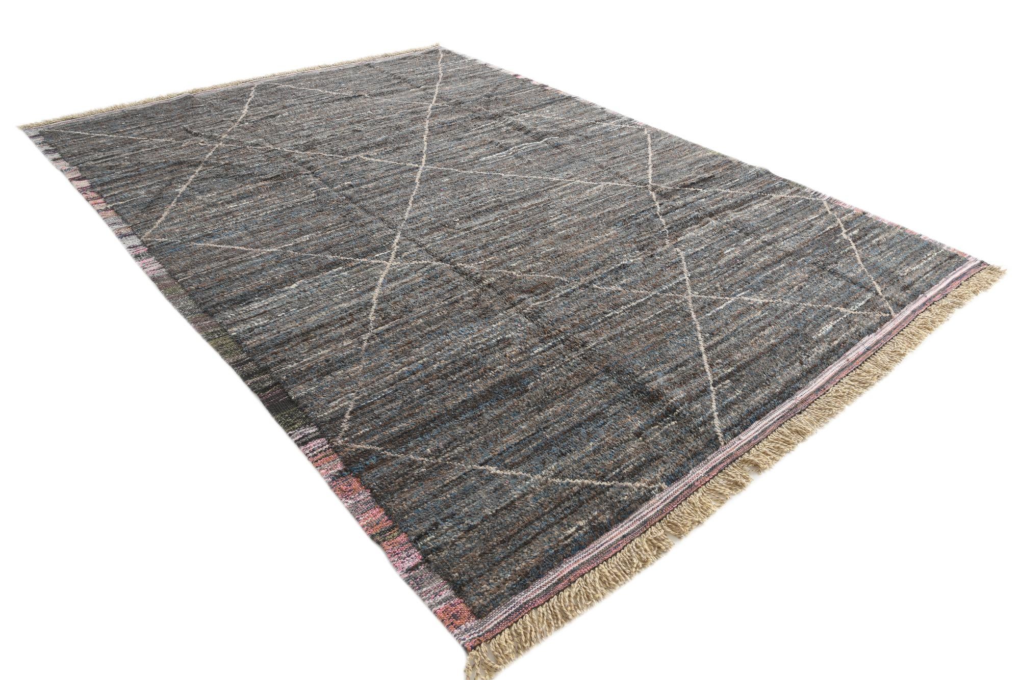 9' 1 x 12' 8 Hand Knotted Moroccan Wool Rug