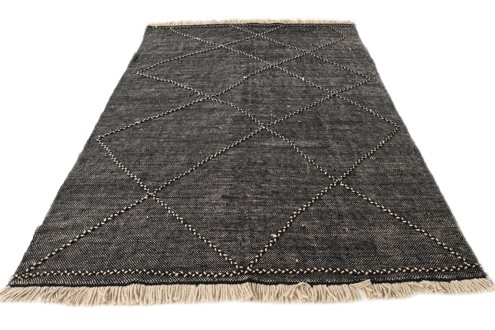 6' 9 x 9' 5 Hand Knotted Moroccan Wool Rug