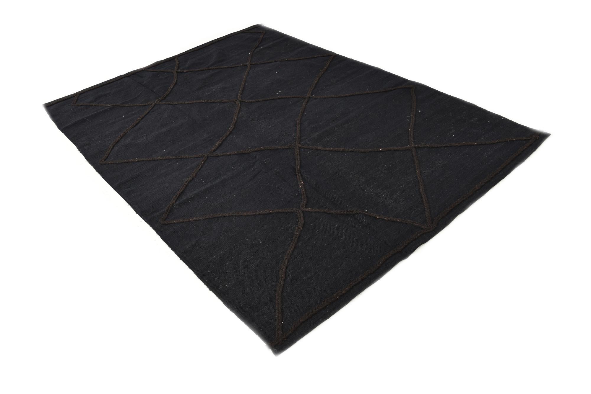 Black 5' 8 x 7' 10 Hand Knotted Moroccan Wool Rug | Rugs.com