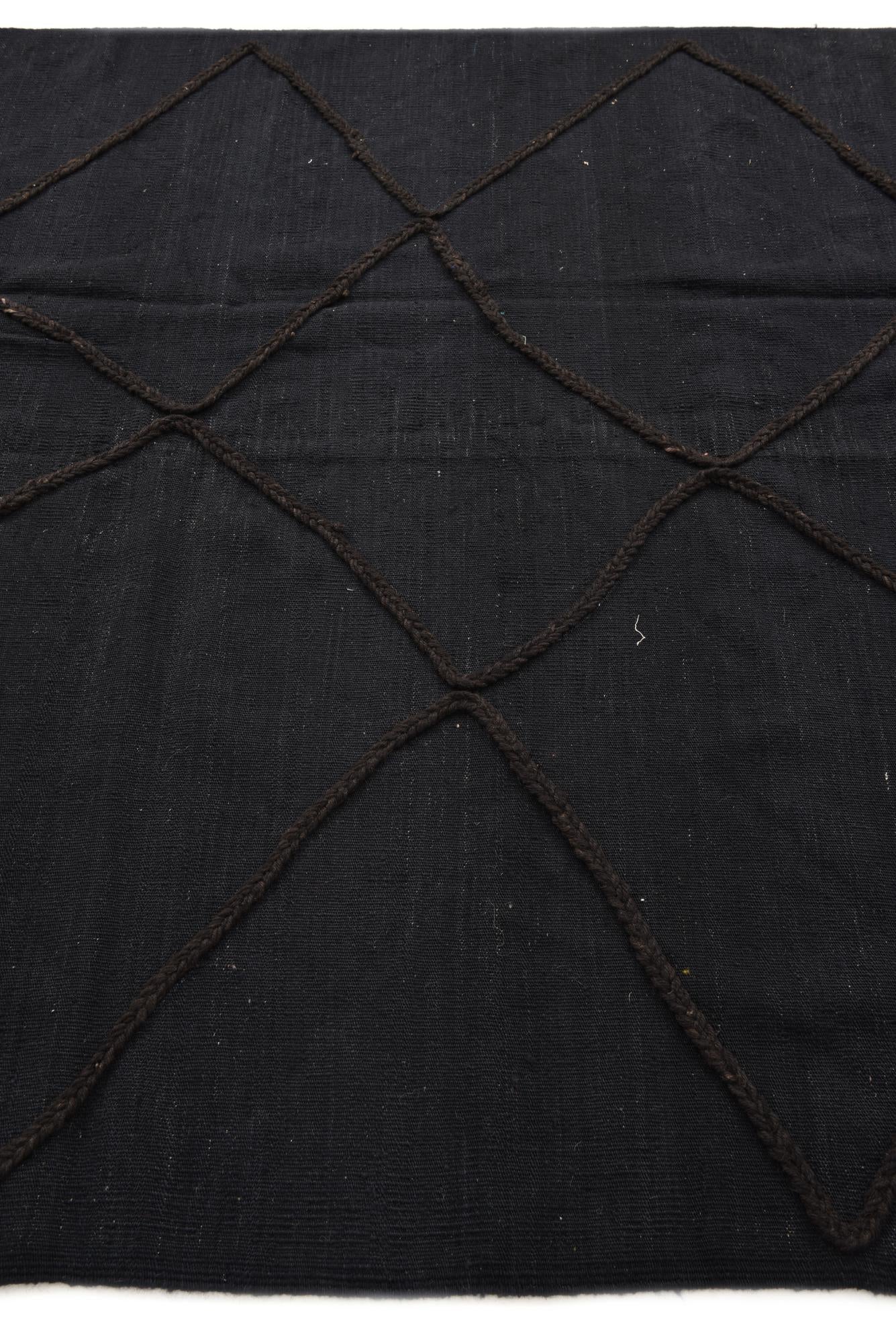 Black 5' 8 x 7' 10 Hand Knotted Moroccan Wool Rug | Rugs.com