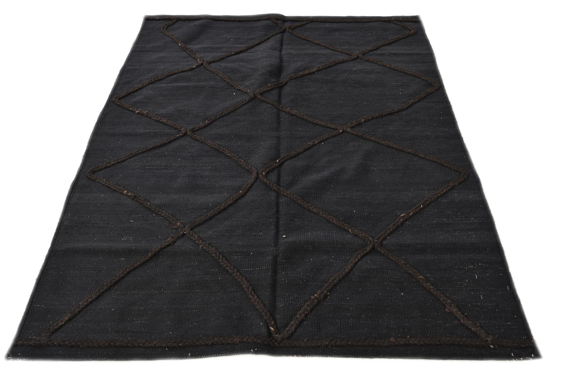 4' 3 x 5' 10 Hand Knotted Moroccan Wool Rug