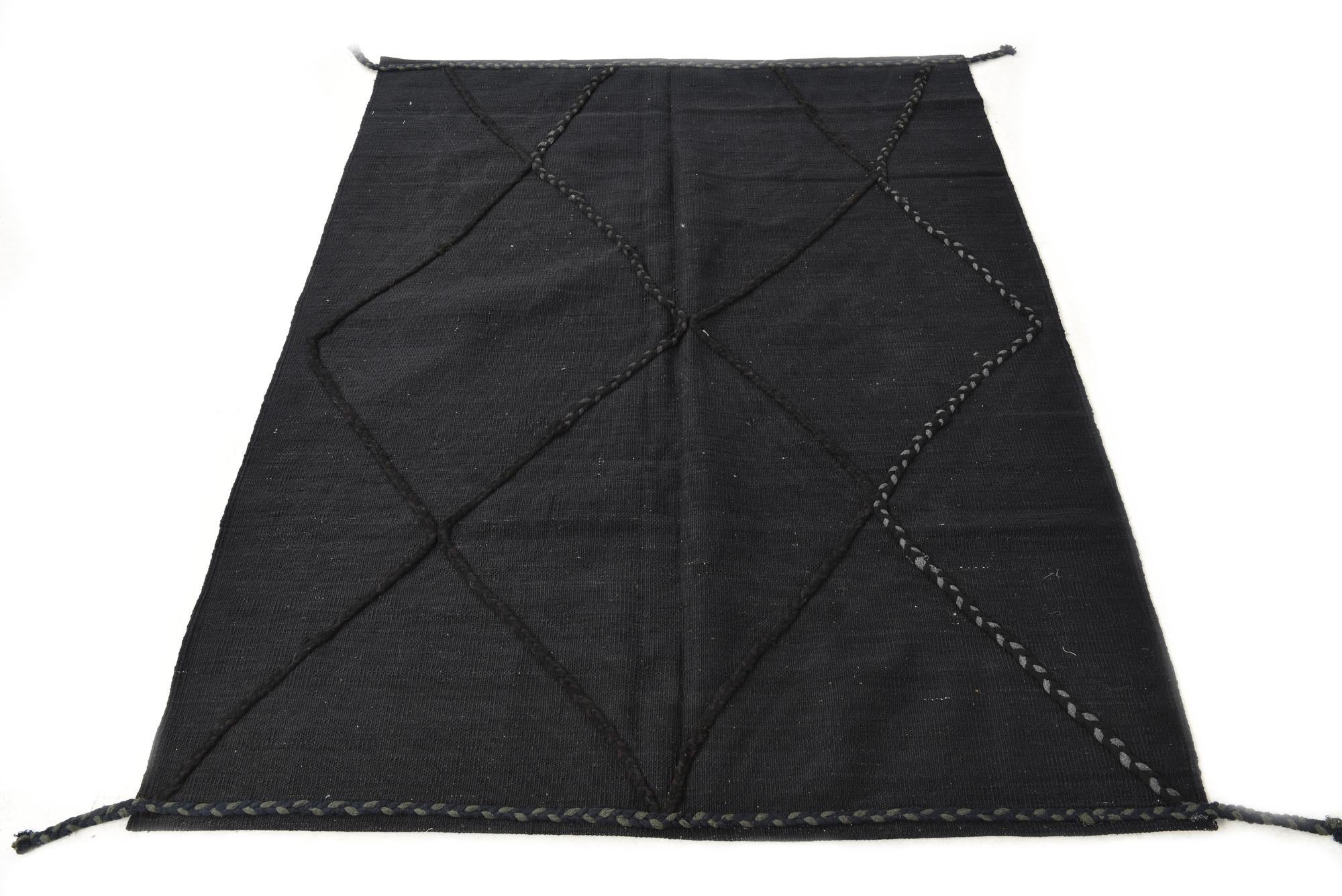 4' 4 x 5' 9 Hand Knotted Moroccan Wool Rug