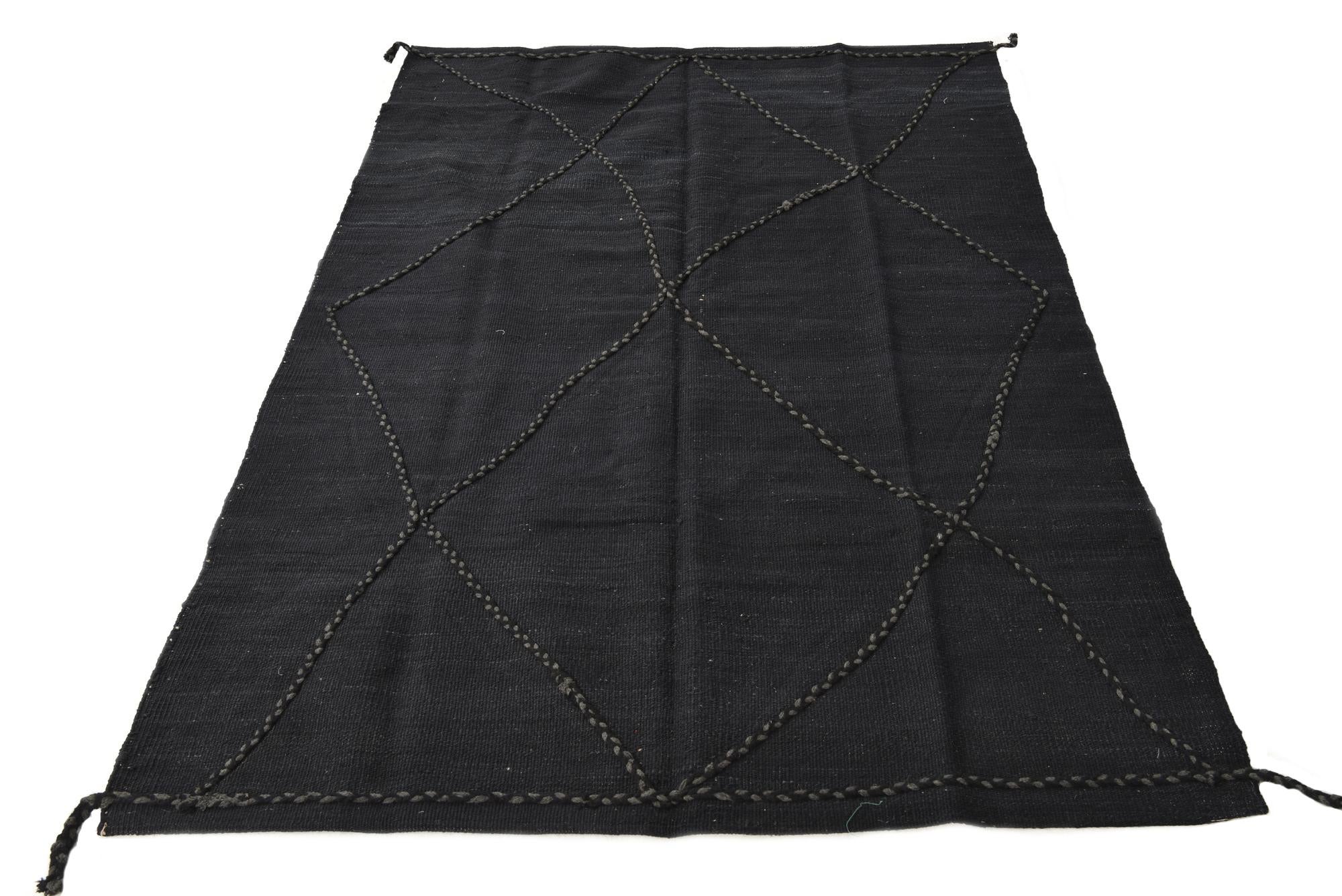 4' 1 x 5' 11 Hand Knotted Moroccan Wool Rug