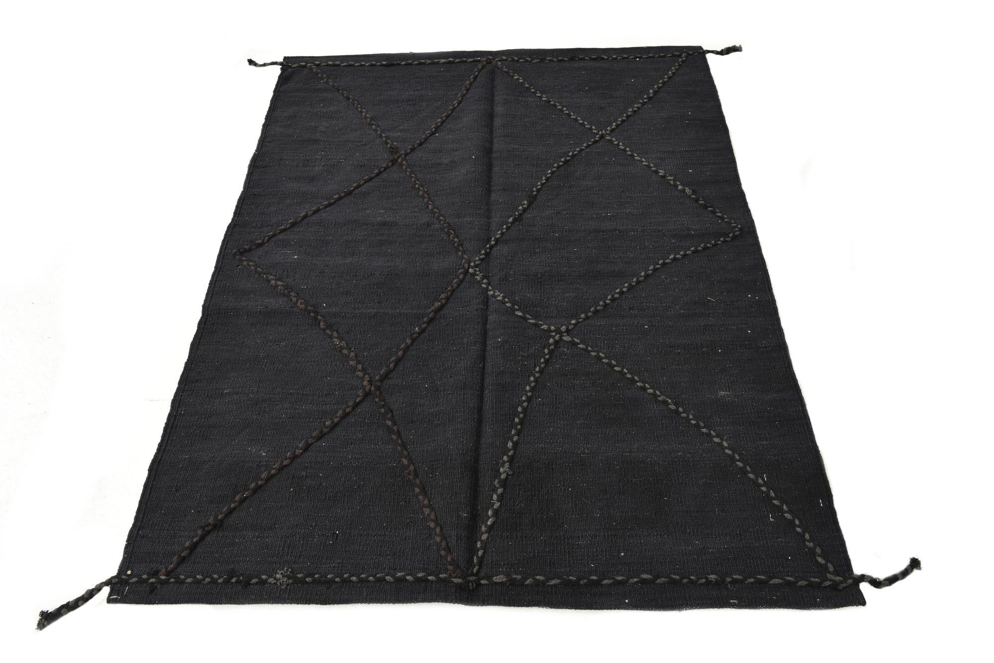 Black 3' 6 x 4' 10 Hand Knotted Moroccan Wool Rug | Rugs.com